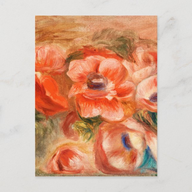 Cartão Postal Anêmonas por Renoir Pintura Impressionista (Frente)