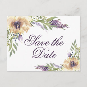 Cartão Postal Anemone Garden Sage Green Cream Boho Salvar Data