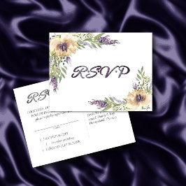 Cartão Postal Anemone Greenery Floral Boho Modern RSVP Resposta