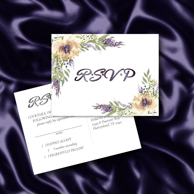 Cartão Postal Anemone Greenery Floral Boho Modern RSVP Resposta (Criador carregado)