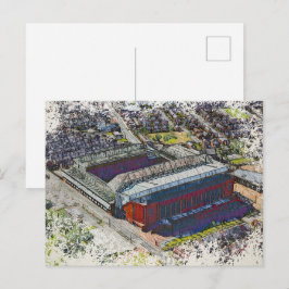 Cartão Postal Anfield Stadium Liverpool - Artistic Watercolour