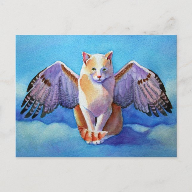 Cartão Postal Angel Cat Red Tail Hawk (Frente)