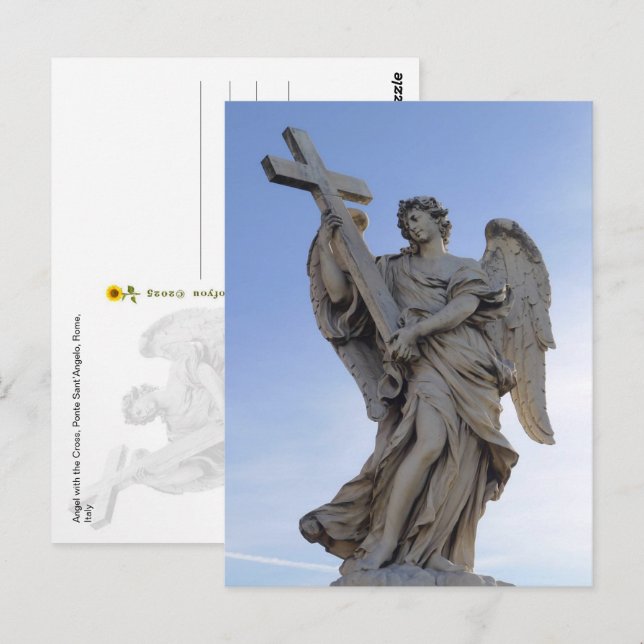 Cartão Postal Angel com a Cruz, Roma, Itália - (Frente/Verso)