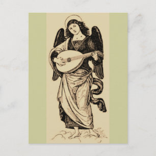 Cartão Postal Angel com Mandolin