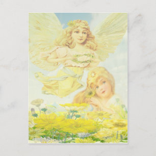 Cartão Postal Angel com Wreath