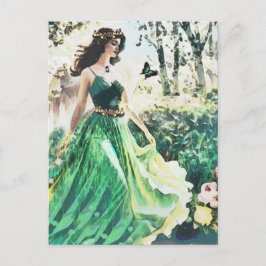 Cartão Postal Angel Green Healing Nature Watercolor Art Note