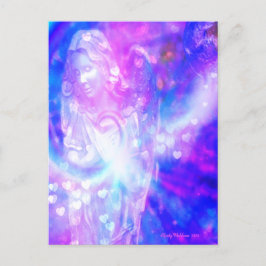 Cartão Postal Angel Hearts Rezando Linda Watercolor Roxo