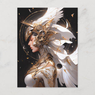 Cartão Postal Angel In White Armor Fantasy Art