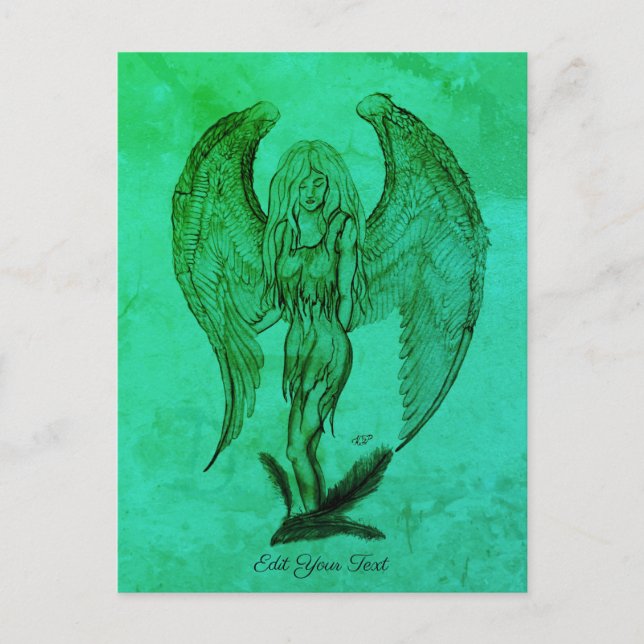 Cartão Postal Angel no estilo de tatuagem (Frente)