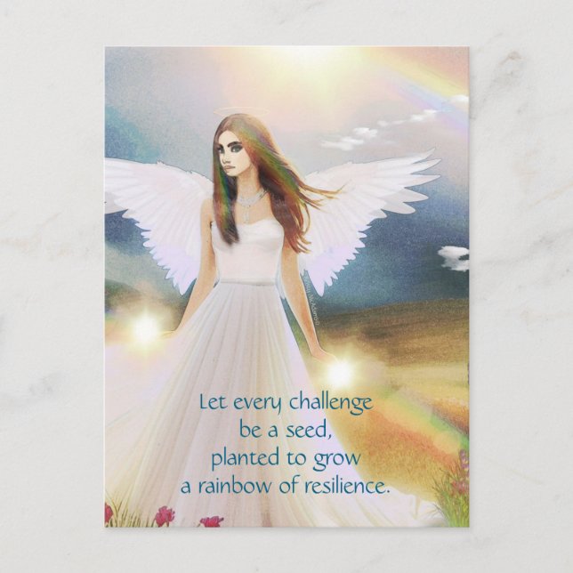 Cartão Postal Angel of Hope Rainbow Inspiration Cote Art (Frente)