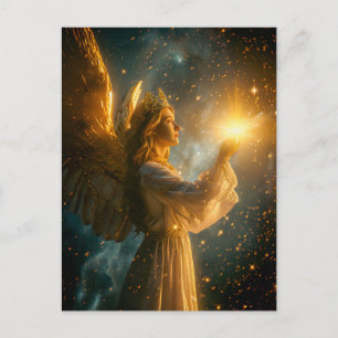 Cartão Postal Angel segurando uma estrela radiante