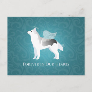 Cartão Postal Angel Silver Siberian Husky Dog Pet Memorial