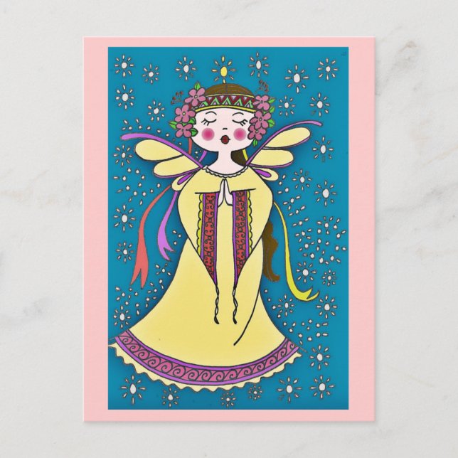 Cartão Postal Angel Ucraniano Folk Art (Frente)