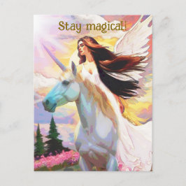 Cartão Postal Angel Unicorn Permaneça Magnético - Citação de Cor