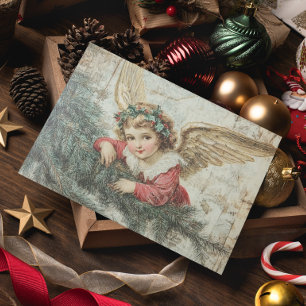 Cartão Postal Angel Vintage Decoupage Natal