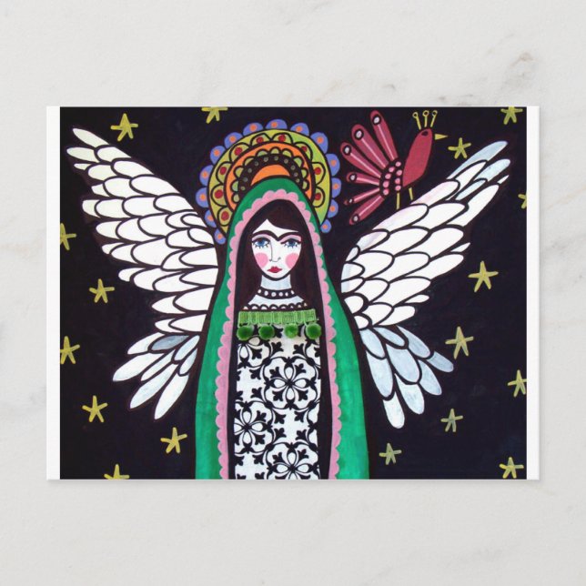 Cartão Postal Angel Virgin de Guadalupe Art por Heather Galler (Frente)