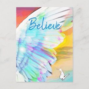Cartão Postal Angel Wing Butterfly Ilustração Watercolor Art