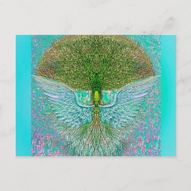 Cartão Postal Angel Wing Tree of Life (Frente)