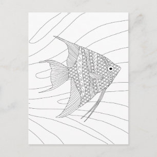Cartão Postal Angelfish Adult Coloring Postcard