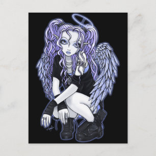 Cartão Postal Angelina Gothic Violet Angel Fairy Postcard