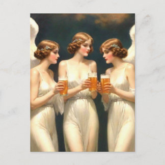 Cartão Postal Angels Drinking Beer Postcard