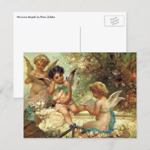 Cartão Postal Angels músicos por Hans Zatzka, Belas Artes Vitor