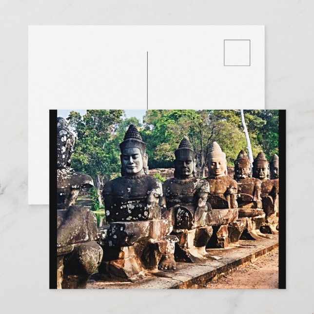 Cartão Postal Angkor Thom God Statues  (Frente/Verso)