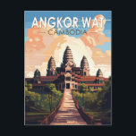 Cartão Postal Angkor Wat Cambodia Viagem Art Vintage<br><div class="desc">Trabalho de arte de vetor Angkor Wat. Angkor Wat é um templo complexo no Camboja que é considerado a maior estrutura religiosa do mundo pelos Guinness World Records. Está localizada na antiga capital Khmer de Angkor,  no Camboja norte.</div>