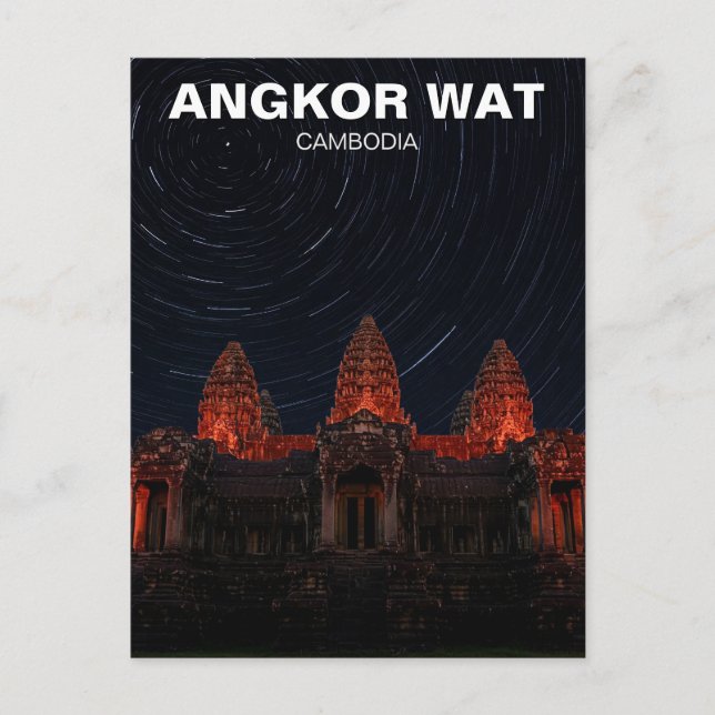 Cartão Postal Angkor Wat Cambodja à Noite (Frente)