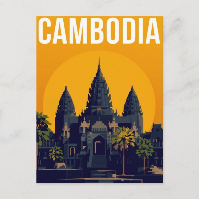 Cartão Postal Angkor Wat Camboja Retro (Frente)