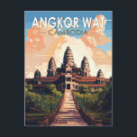 Cartão Postal Angkor Wat Camboja Viagem Arte Vintage<br><div class="desc">Arte vetorial do Angkor Wat. O Angkor Wat é um complexo de templos no Camboja considerado a maior estrutura religiosa do mundo pelo Guinness World Records. Está localizado na antiga capital Khmer de Angkor,  no norte do Camboja.</div>