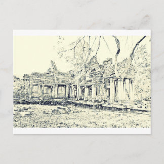 Cartão Postal Angkor Wat Sketch