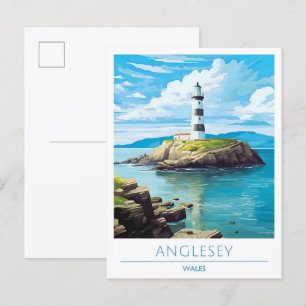 Cartão Postal Anglesey Wales Viagens vintage