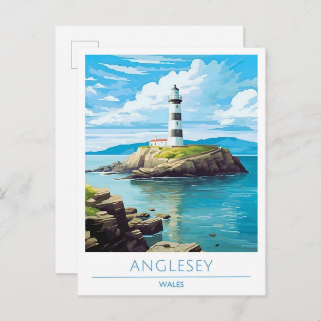 Cartão Postal Anglesey Wales Viagens vintage (Frente/Verso)