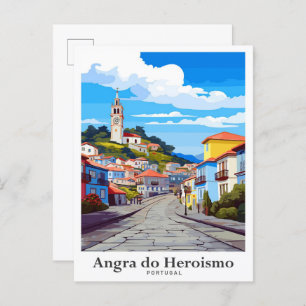 Cartão Postal Angra do Heroismo Portugal Viagem Art Vintage