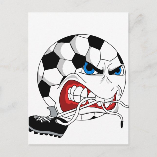 Cartão Postal Angry Soccer Ball (Frente)