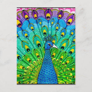 Cartão Postal Animação de pássaros-pavão