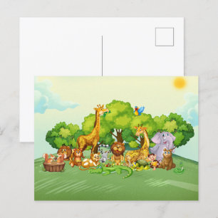 Cartão Postal Animação zoológica