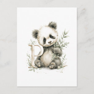 Cartão Postal Animais Bebês Adoráveis em Aquarela com Panda do A