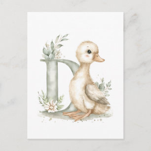 Cartão Postal Animais Bebês Alfabetos Adoráveis em Aquarela Pati