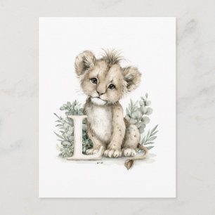 Cartão Postal Animais Bebês Lindos em Aquarela com Letras do Alf