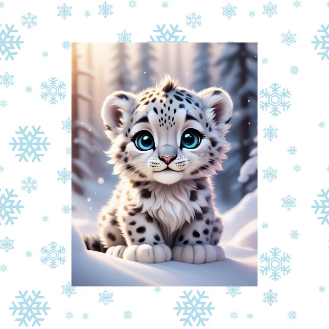 Cartão Postal Animais bonitos, inverno, Leopardo-da-neve, Posto (Criador carregado)