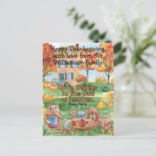 Cartão Postal Animais Caprichosos Fofos Agradecem Escrituras Cri