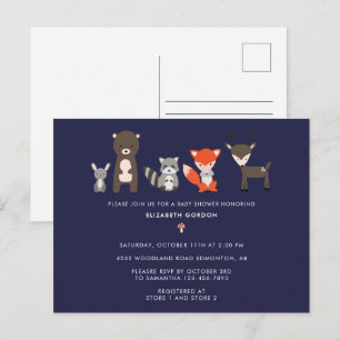 Cartão Postal Animais da Floresta Baby Shower Floresta Fofo 