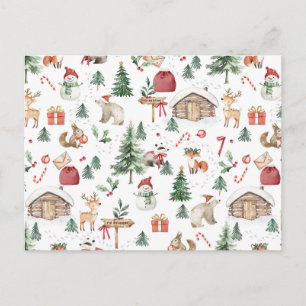 Cartão Postal animais da floresta da Escandinávia no inverno mág