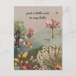 Cartão Postal Animais da Floresta Raposa Coelho Flores