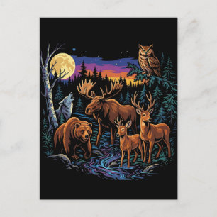 Cartão Postal Animais da Vida Selvagem da Floresta Vintage Alce