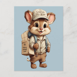 Cartão Postal Animais de Desenho Animado Fofo Entrega Especial Q