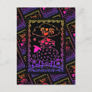 Cartão Postal ANIMAIS DE EXPLORAÇÃO DE ARTE FOLK OEEP ROOSTER Pr