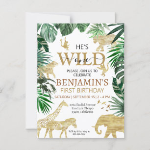 Cartão Postal Animais de Safari de Selva Tropical Aniversário